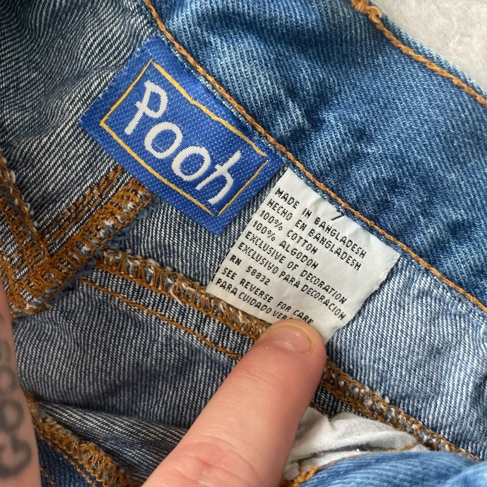 Disney Winnie the Pooh Embroidered Blue Denim Cargo Pants Girls size 7